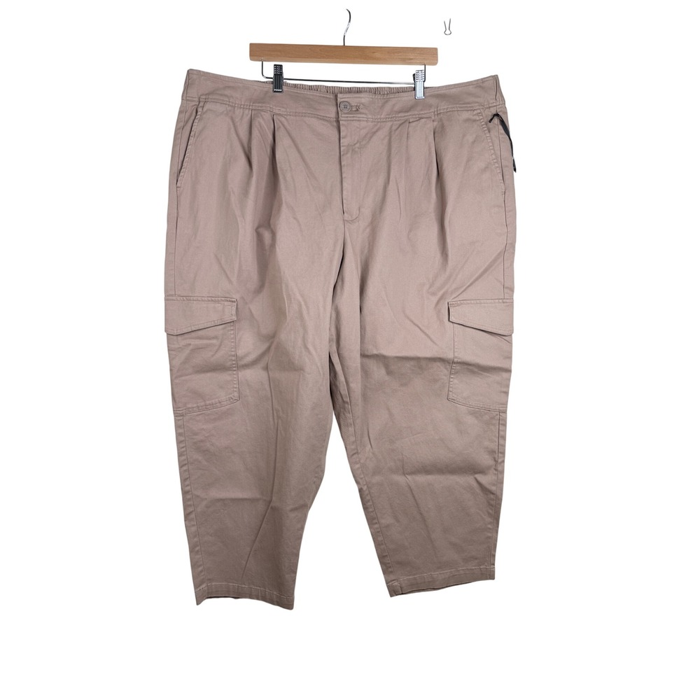 NWT Ava & Viv Women's Elastic Waist Cropped Pants size 3X Tan